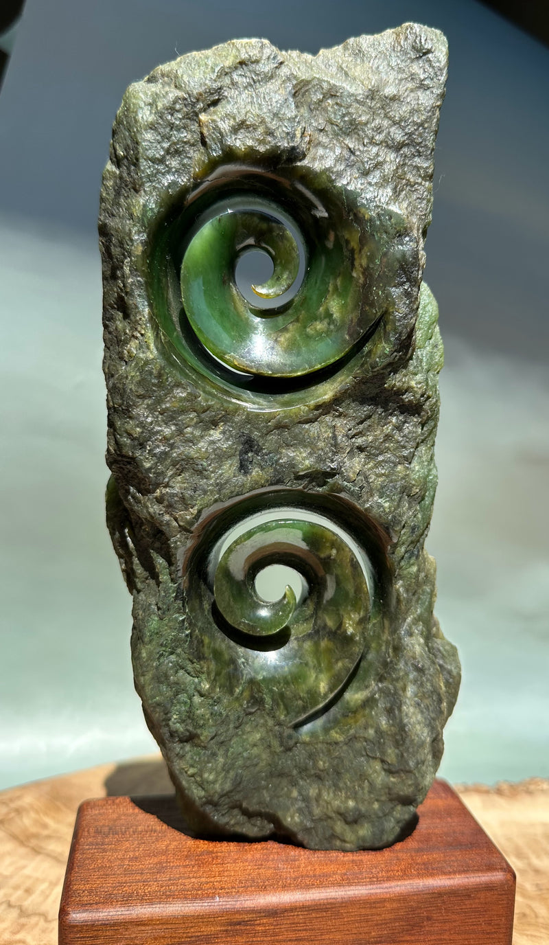 Canadian Jade Double Koru Sculpture, 8"