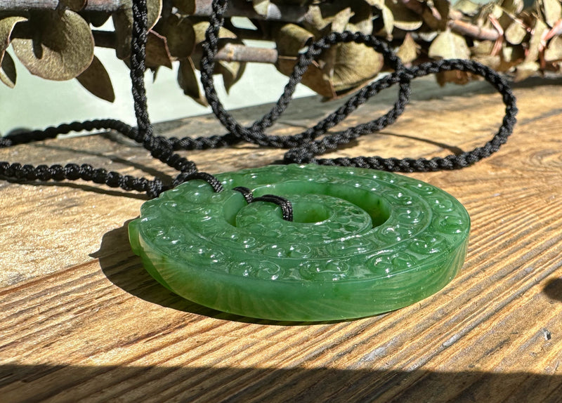 Double Dragon Jade Pendant, 49mm