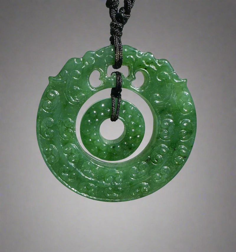 Double Dragon Jade Pendant, 49mm