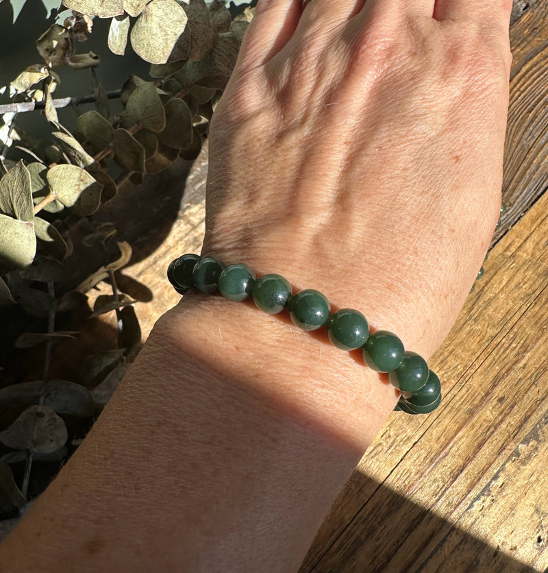 8mm Siberian Jade Bead Bracelet