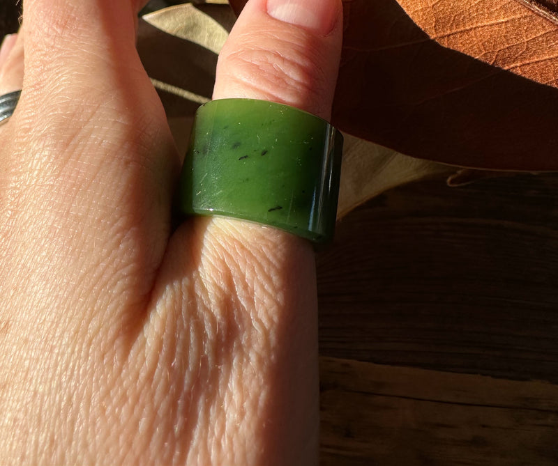 Canadian Jade Wide Ring, Size 7*