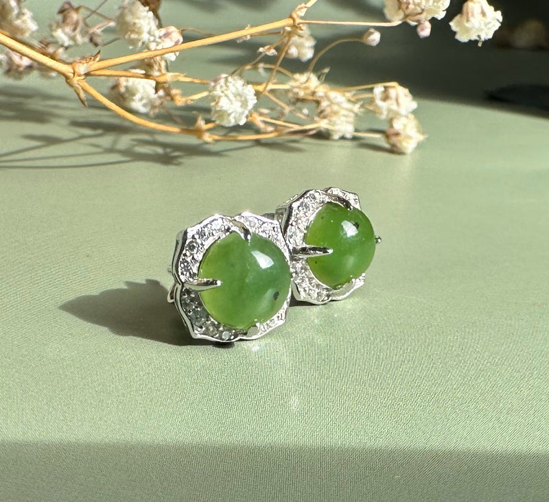 Canadian Nephrite Jade Stud Earrings - 5450