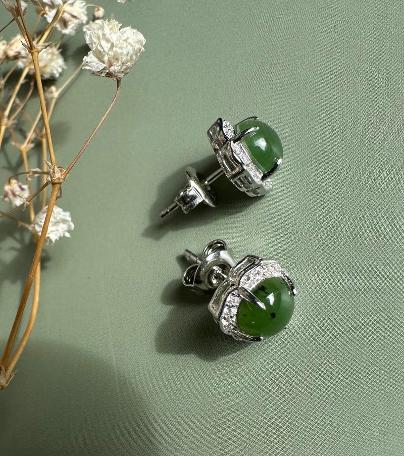 Canadian Nephrite Jade Stud Earrings - 5450