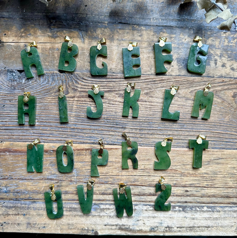 Vintage Jade Letter Pendants - Sold Individually