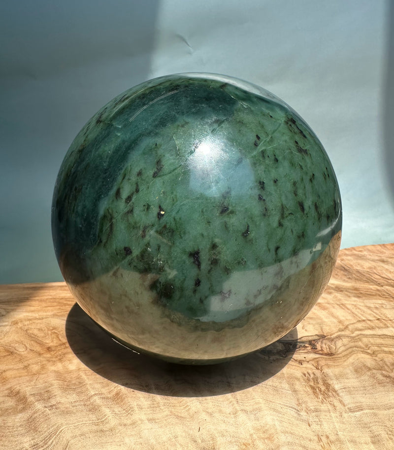 4.5" Jade Sphere Canadian River Jade, 6lbs