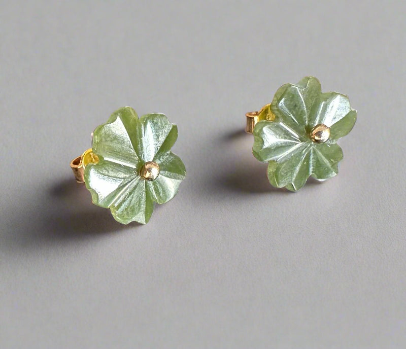 Vintage Jade Flower Earrings