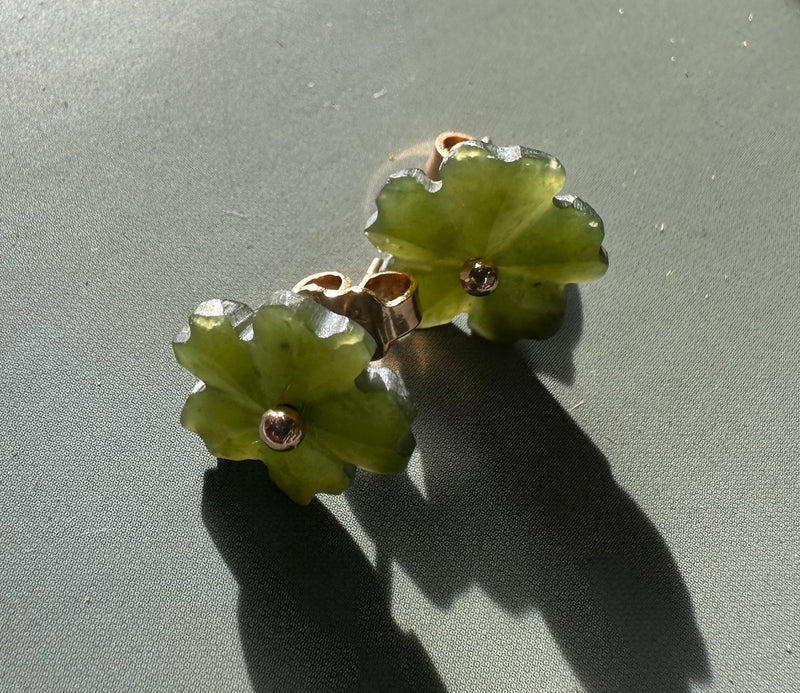 Vintage Jade Flower Earrings