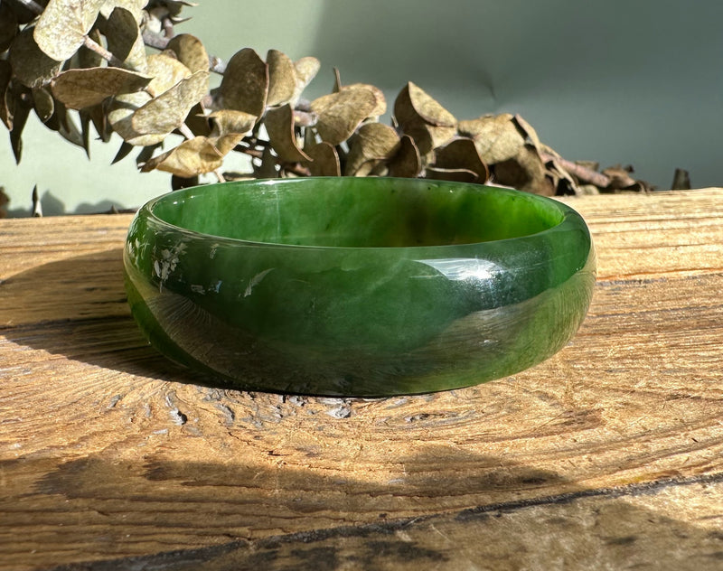 A Grade Canadian Nephrite Jade Bangle - 60.5 x 18mm