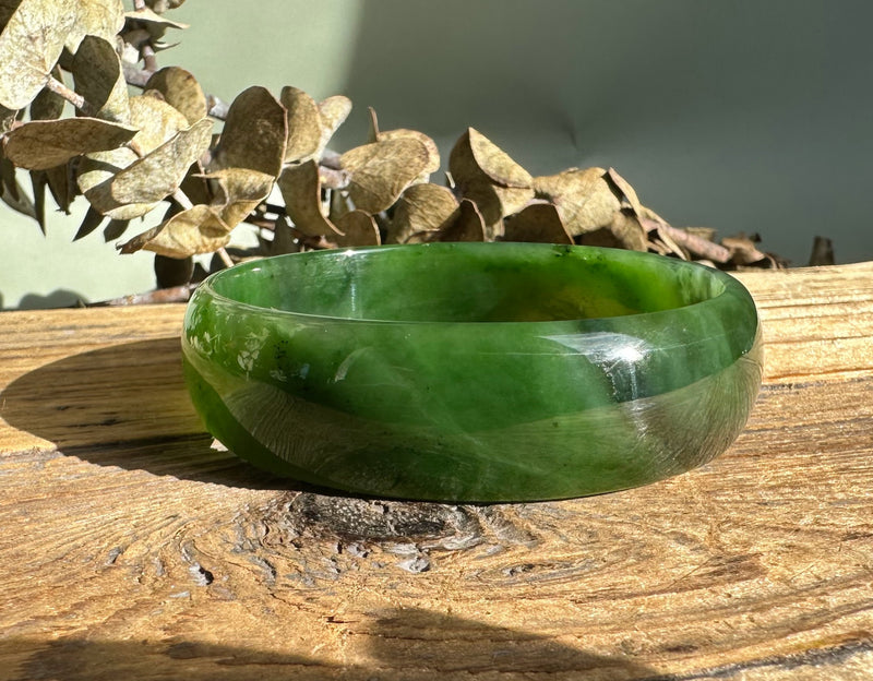 A Grade Canadian Nephrite Jade Bangle - 60.5 x 18mm