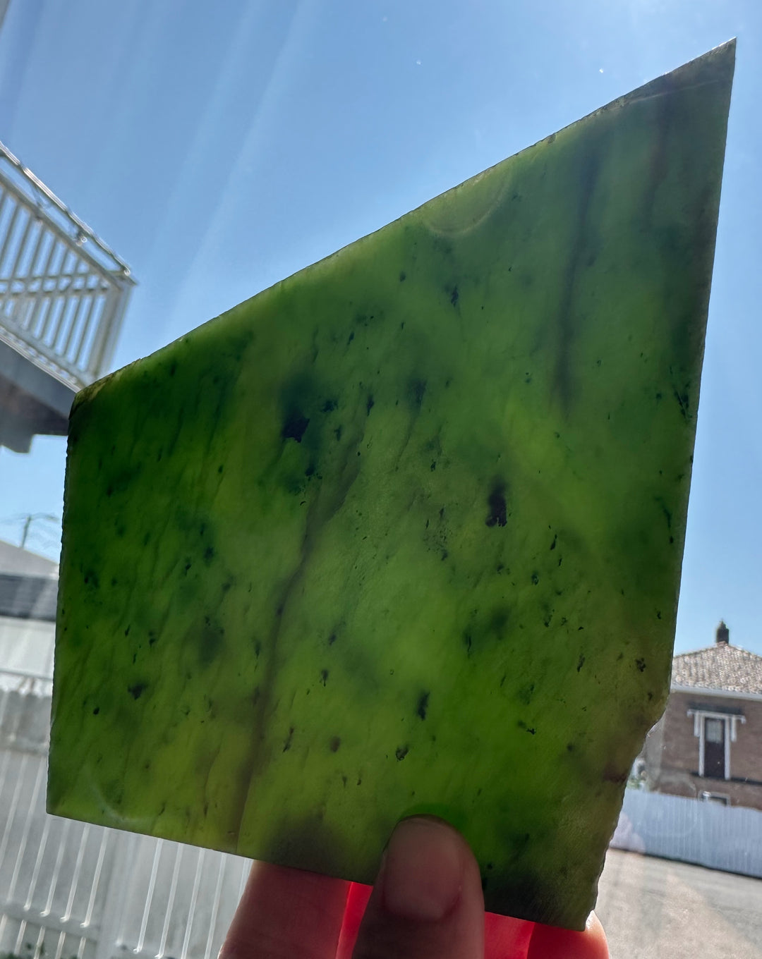 jade held up to the sunlight