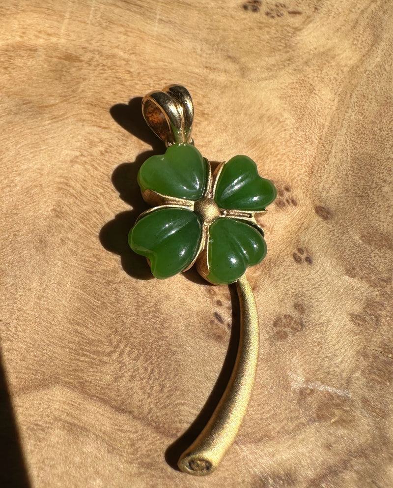 AA Grade Siberian Jade Clover Pendant*