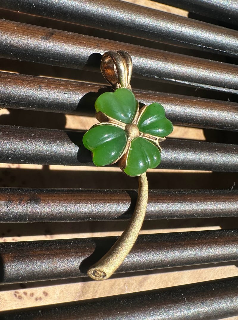 AA Grade Siberian Jade Clover Pendant*