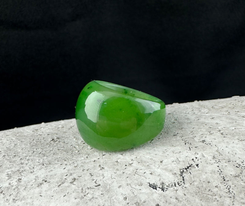 Polar Jade Wide Band Ring, Size 8