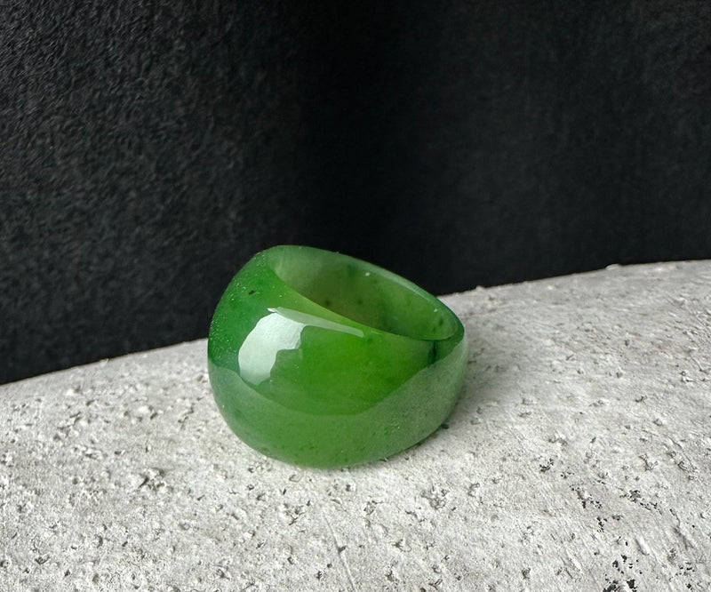 Polar Jade Wide Band Ring, Size 8