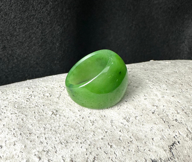 Polar Jade Wide Band Ring, Size 8