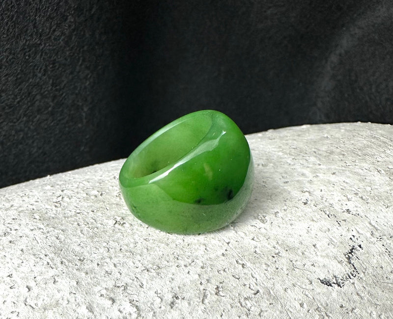 Polar Jade Wide Band Ring, Size 8