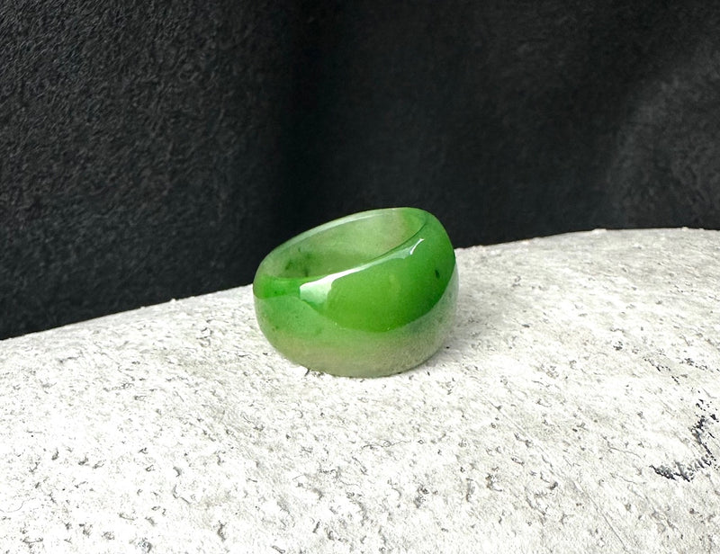 Polar Jade Wide Band Ring, Size 8