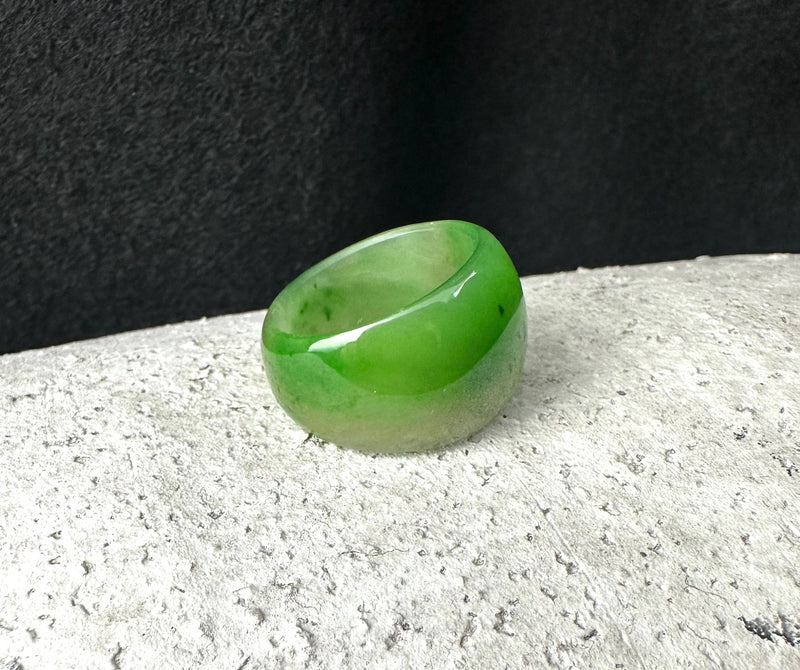 Polar Jade Wide Band Ring, Size 8