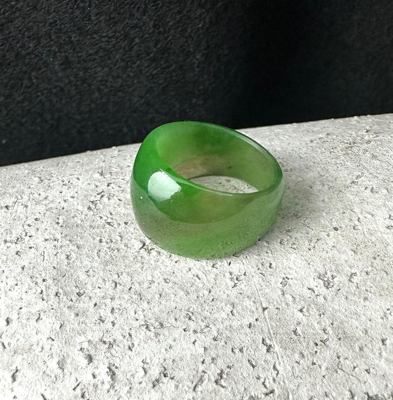 Polar Jade Wide Band Ring, Size 8