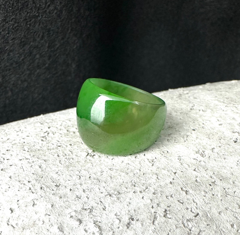 Polar Jade Wide Band Ring, Size 8