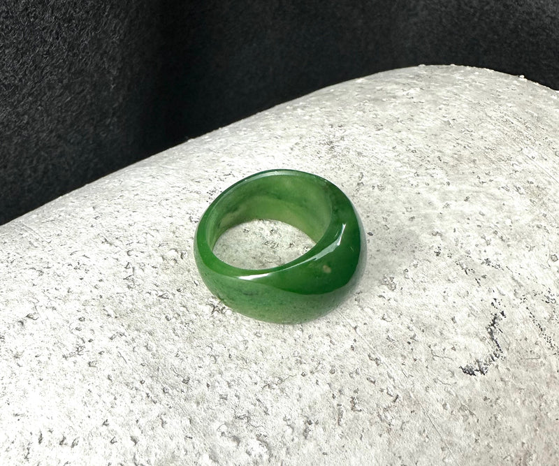 Polar Jade Wide Band Ring, Size 8