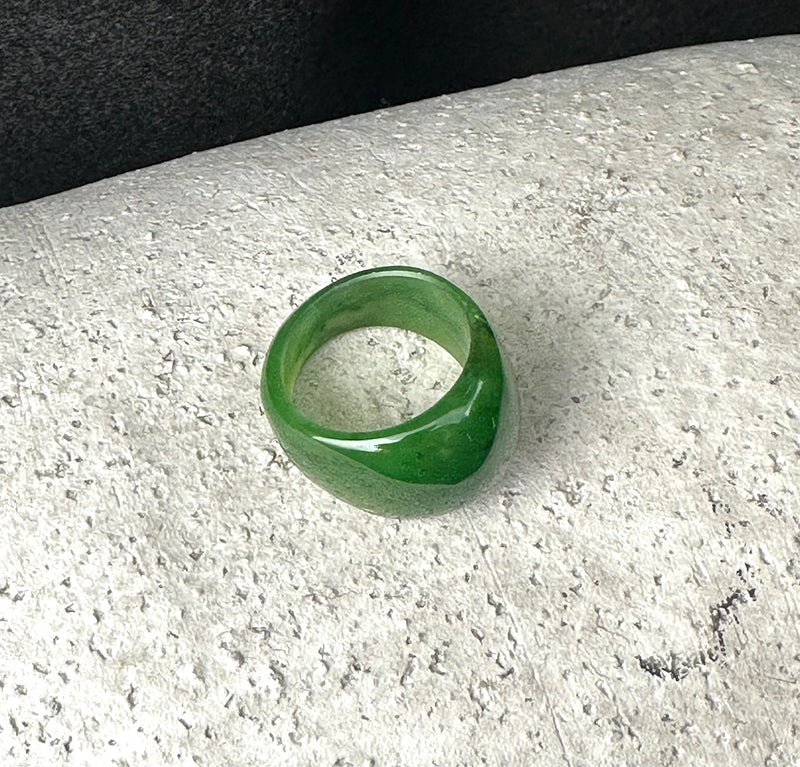 Polar Jade Wide Band Ring, Size 8