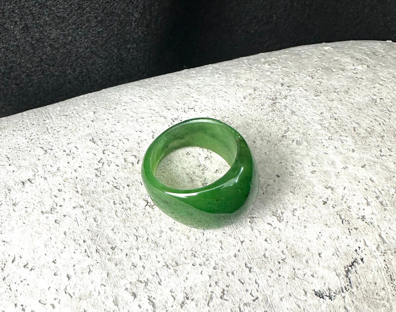 Polar Jade Wide Band Ring, Size 8