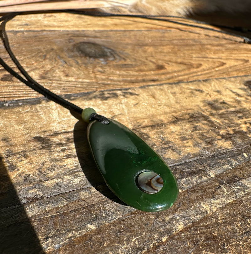 Canadian Nephrite Jade Pendant with Abalone*