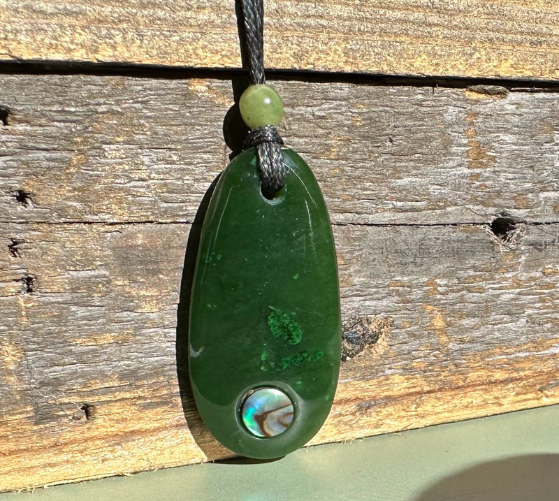 Canadian Nephrite Jade Pendant with Abalone*