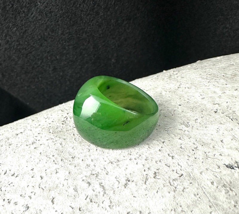 Polar Jade Wide Band Ring, Size 8