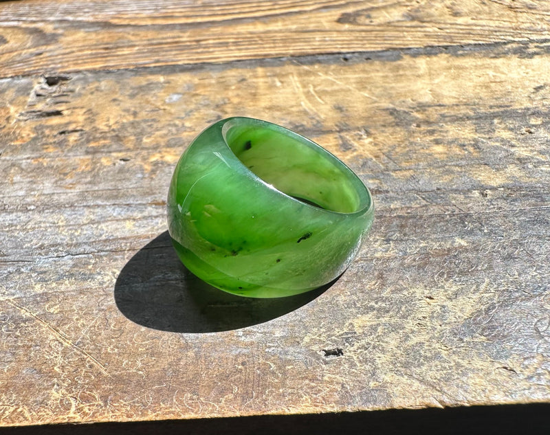 Polar Jade Wide Band Ring, Size 8