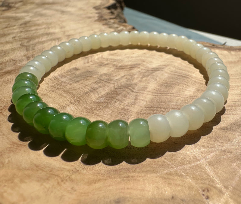 Nephrite Jade Transition Bead Bracelet 6x4mm*