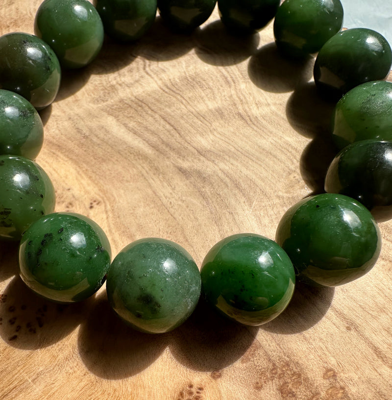 14mm Canadian Nephrite Jade Bead Bracelet*