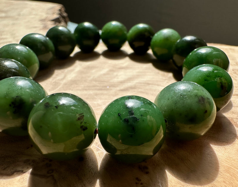 14mm Canadian Nephrite Jade Bead Bracelet*