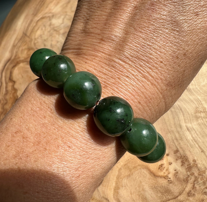 14mm Canadian Nephrite Jade Bead Bracelet*