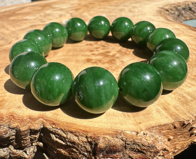 16mm Dark Green Siberian Bead Bracelet, A+ Quality*