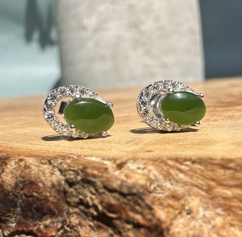 Silver Jade Studs, 2908