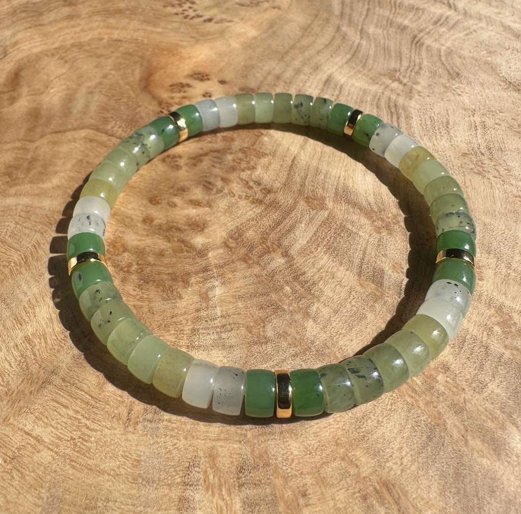 Natural Multi-Color Nephrite Jade Rondelle Bracelet – Jade Mine
