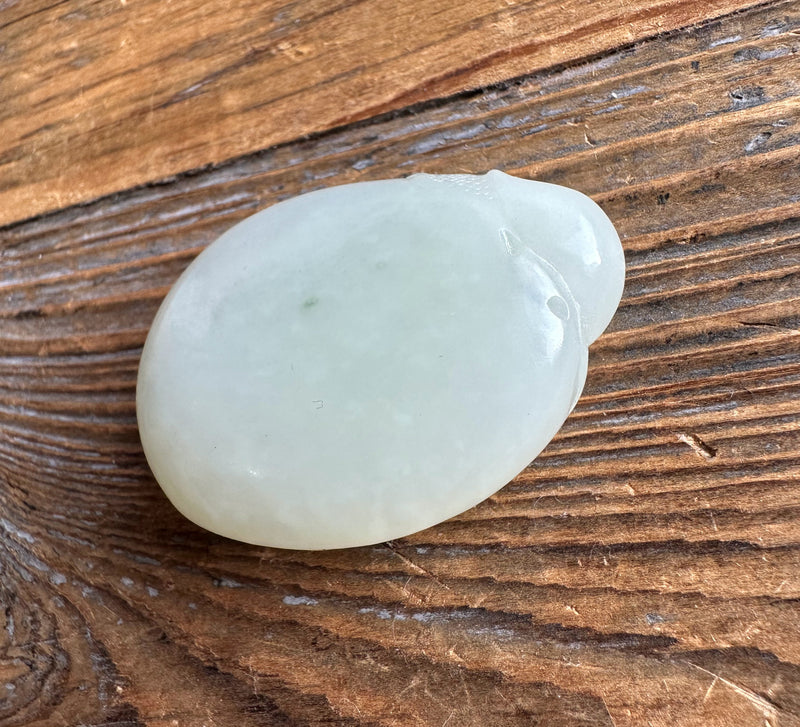 White Nephrite Jade Snail Pendant - 40mm
