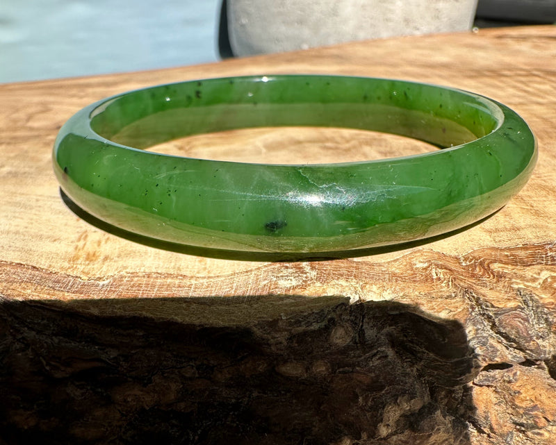 Canadian Nephrite Jade Bangle - 59.5 x 10.25mm - As Is