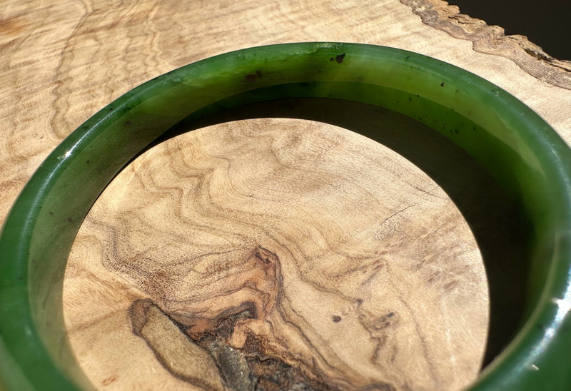 Canadian Nephrite Jade Bangle - 59.5 x 10.25mm - As Is
