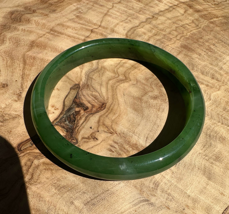Canadian Nephrite Jade Bangle - 59.5 x 10.25mm - As Is