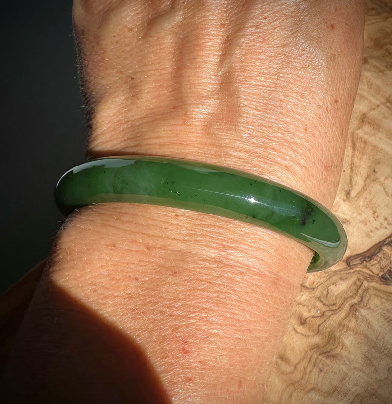 Canadian Nephrite Jade Bangle - 59.5 x 10.25mm - As Is