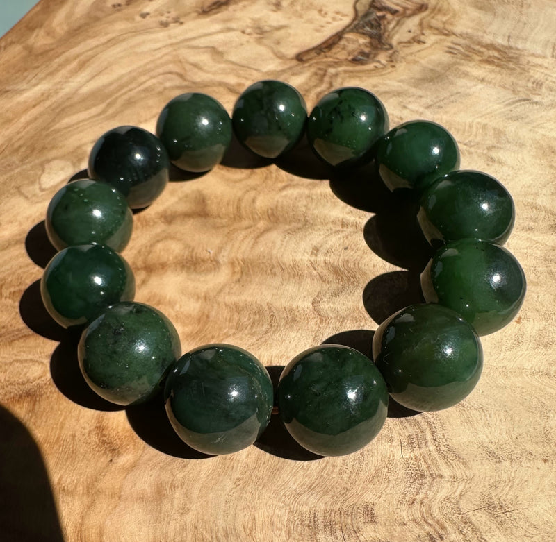 16mm Canadian Nephrite Jade Bead Bracelet*