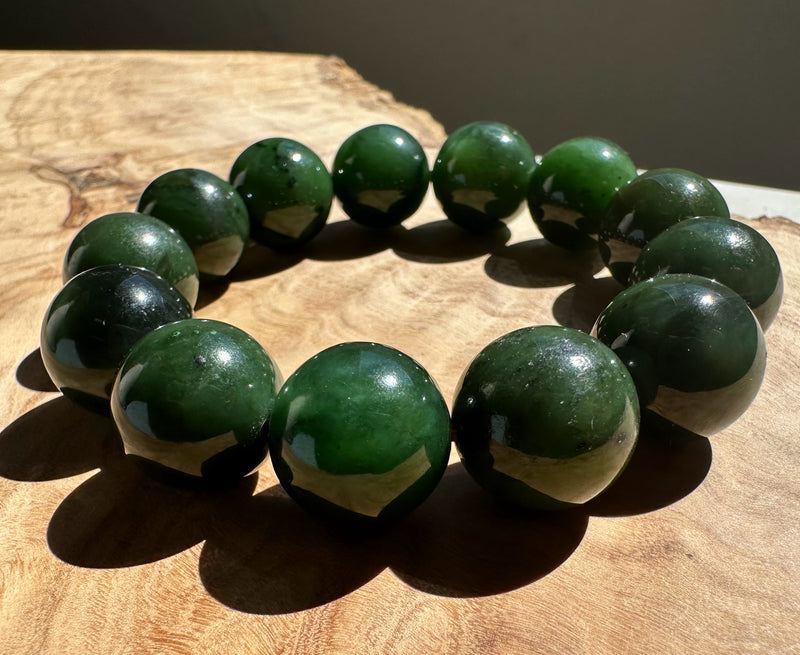 16mm Canadian Nephrite Jade Bead Bracelet*