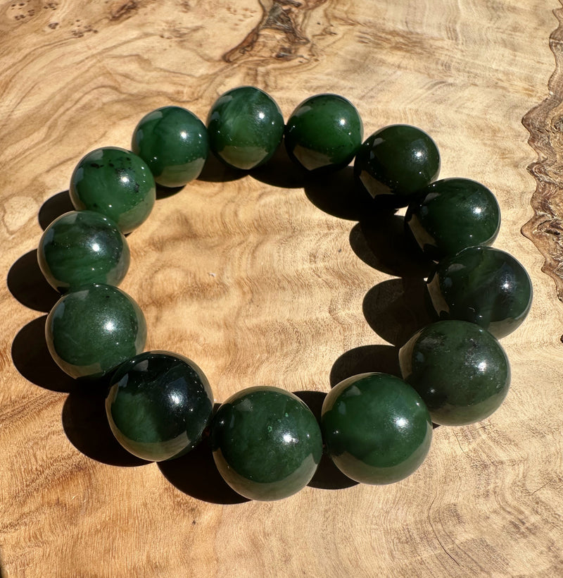 16mm Canadian Nephrite Jade Bead Bracelet*