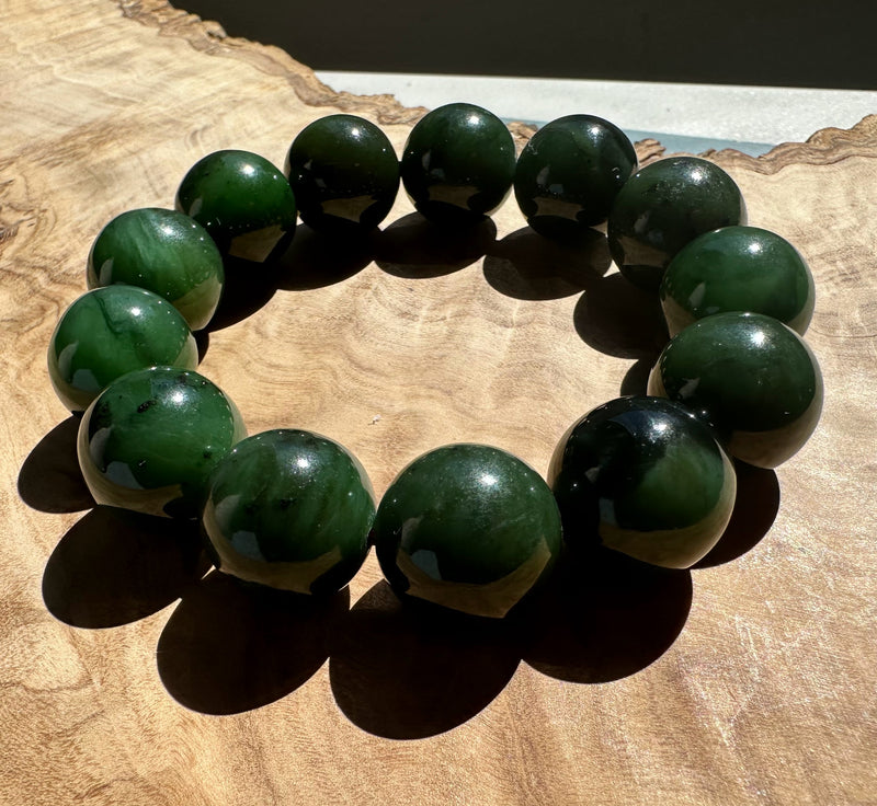 16mm Canadian Nephrite Jade Bead Bracelet*
