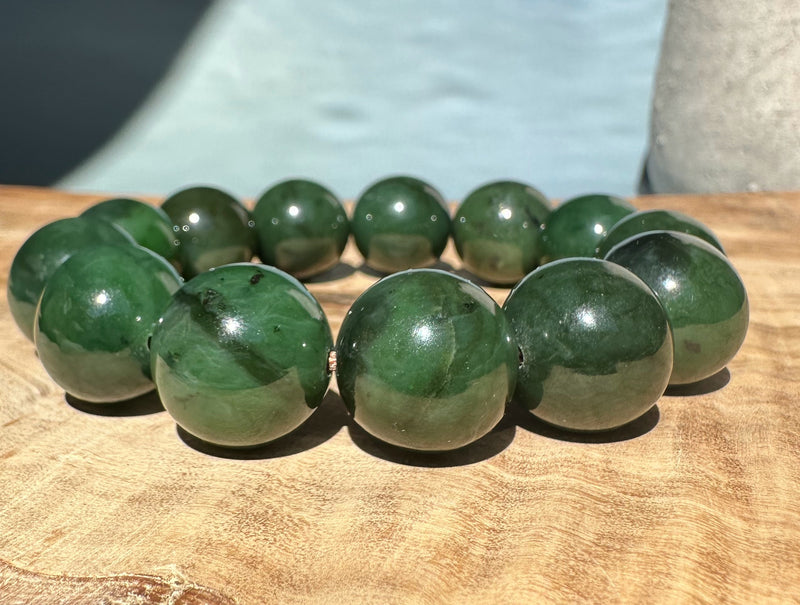 16mm Canadian Nephrite Jade Bead Bracelet*