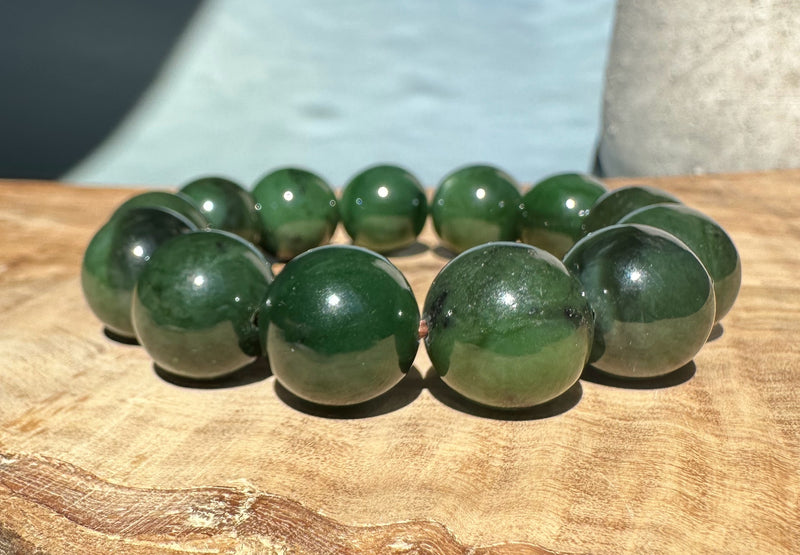 16mm Canadian Nephrite Jade Bead Bracelet*