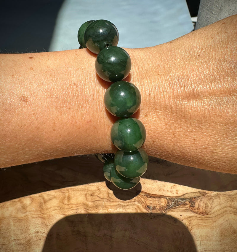 16mm Canadian Nephrite Jade Bead Bracelet*